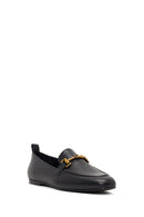 Women's Black Buckle Leather Loafer | Derimod