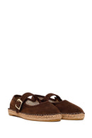 Women's Brown Strap Suede Leather Espadrilles | Derimod