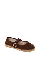 Women's Brown Strap Suede Leather Espadrilles | Derimod