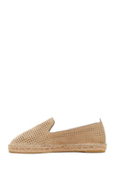 Women's Beige Patterned Suede Leather Espadrilles | Derimod