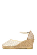 Women's Cream-Colored Ankle Buckle Platform Espadrilles | Derimod
