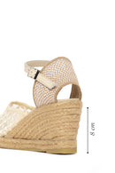 Women's Cream-Colored Ankle Buckle Platform Espadrilles | Derimod