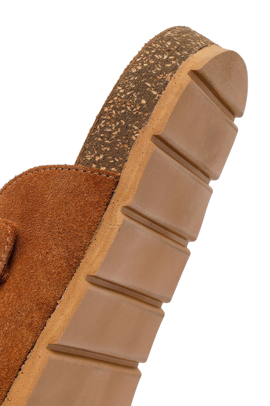 Women's Tan Tassel Suede Leather Slippers