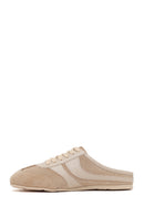 Women's Beige Mule Backless Suede Leather Sneaker | Derimod