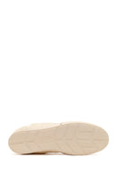 Woman Beige Lace-Up Leather Sneakers | Derimod