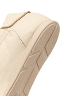 Woman Beige Lace-Up Leather Sneakers | Derimod