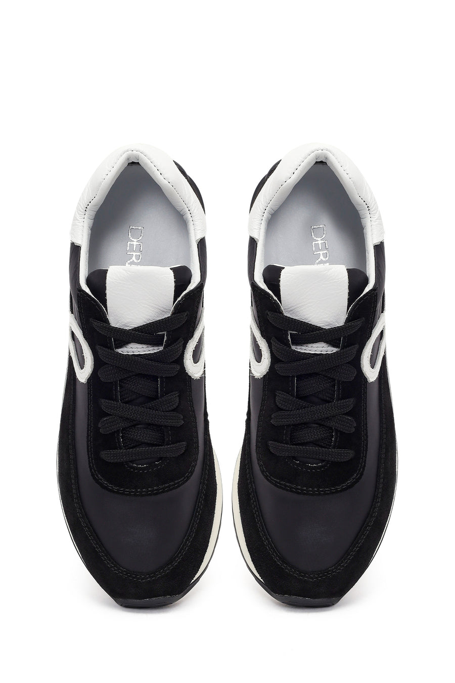 Women's Black Lace-Up Leather Sneaker