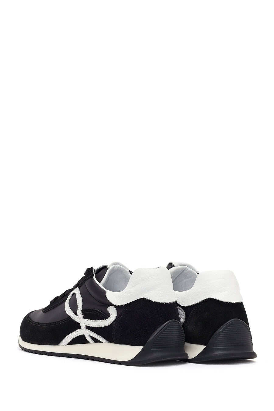 Women's Black Lace-Up Leather Sneaker