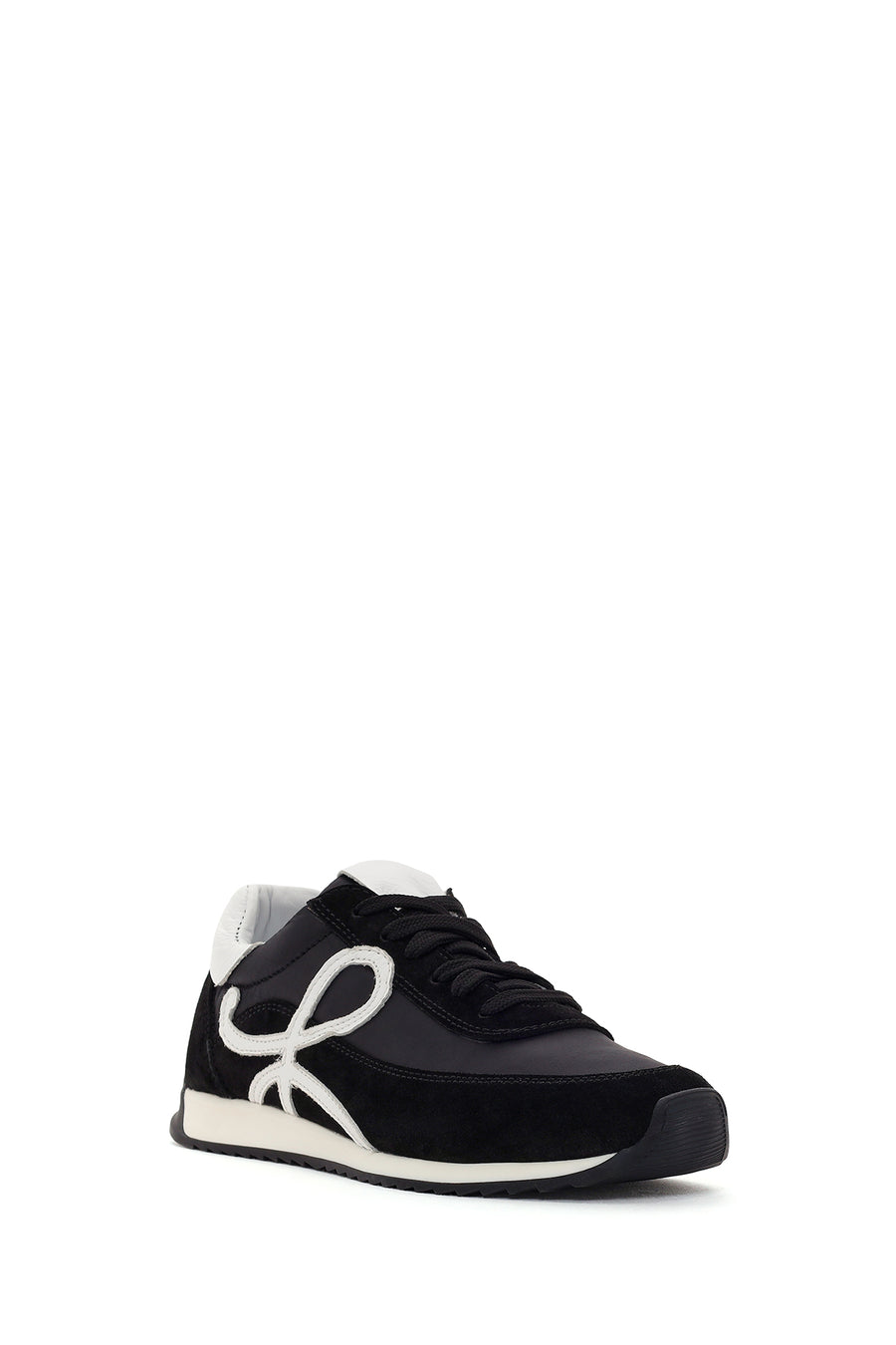 Women's Black Lace-Up Leather Sneaker