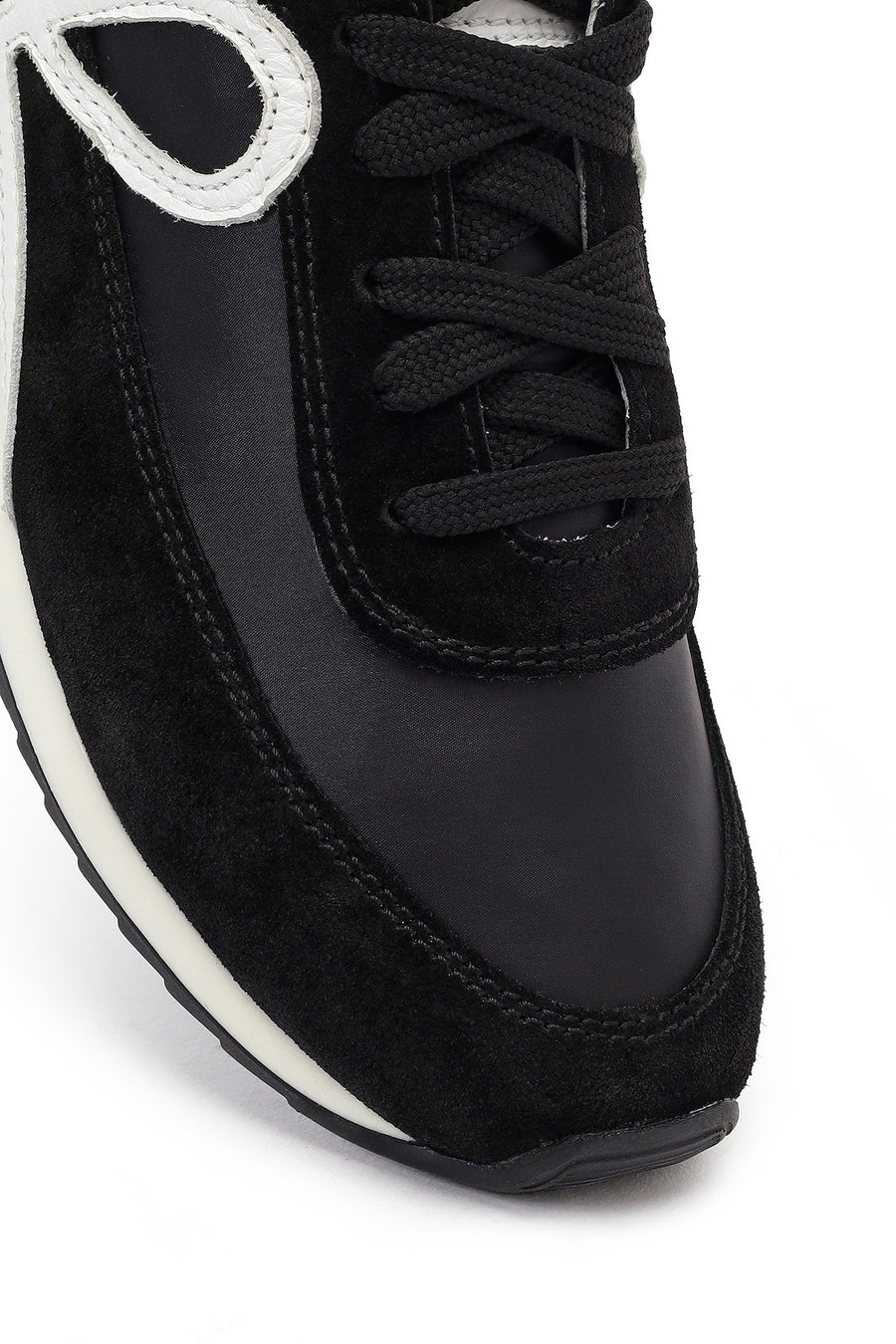 Women's Black Lace-Up Leather Sneaker