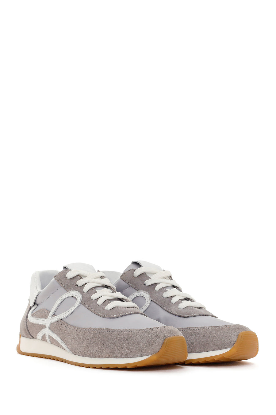Women's Grey Lace-up Leather Sneaker