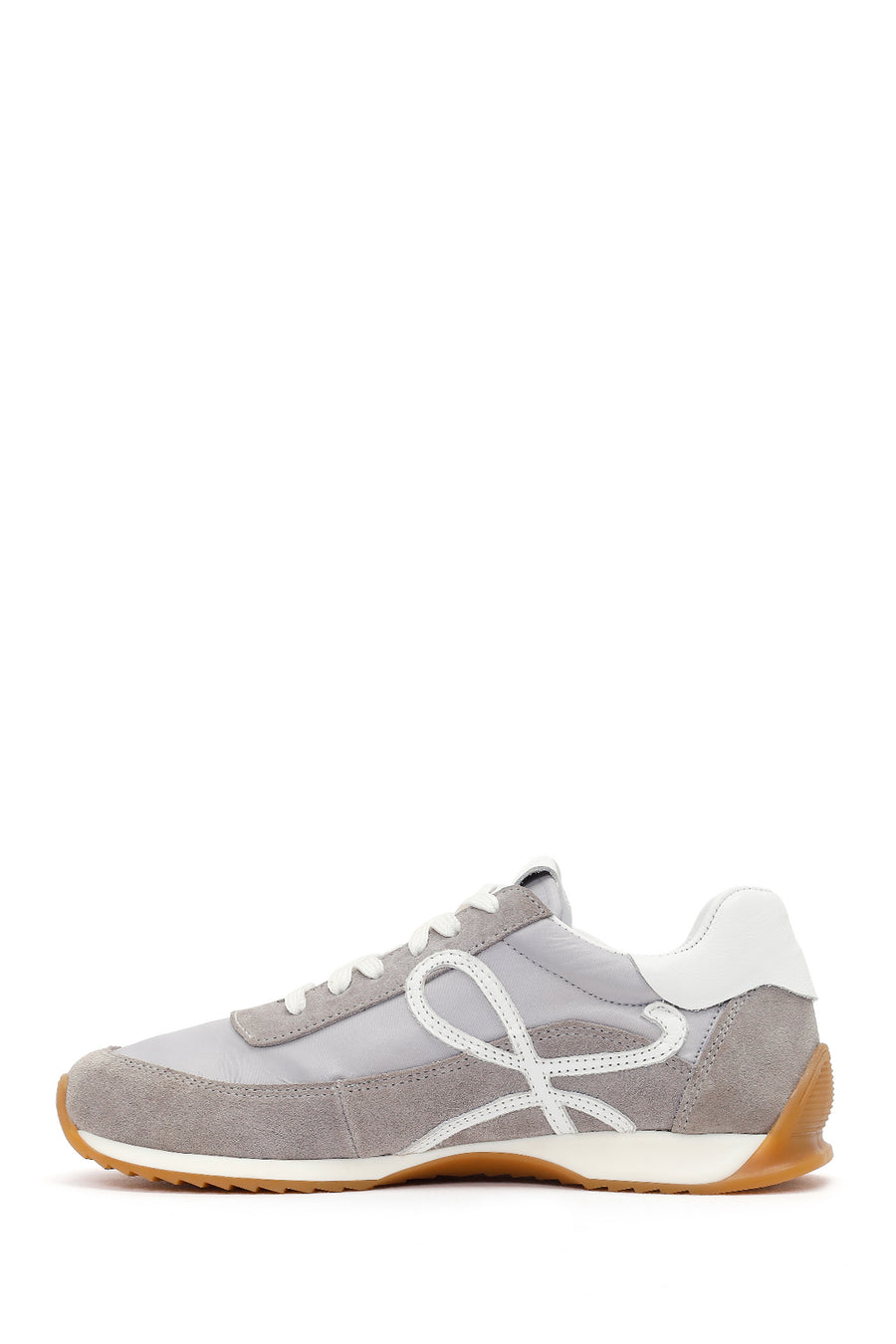 Women's Grey Lace-up Leather Sneaker