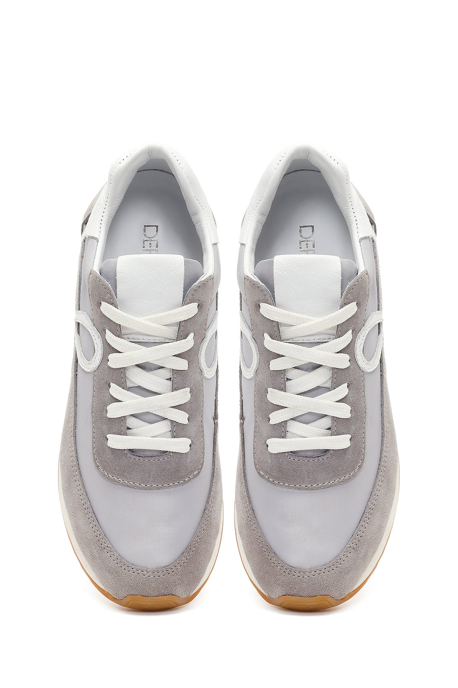 Women's Grey Lace-up Leather Sneaker