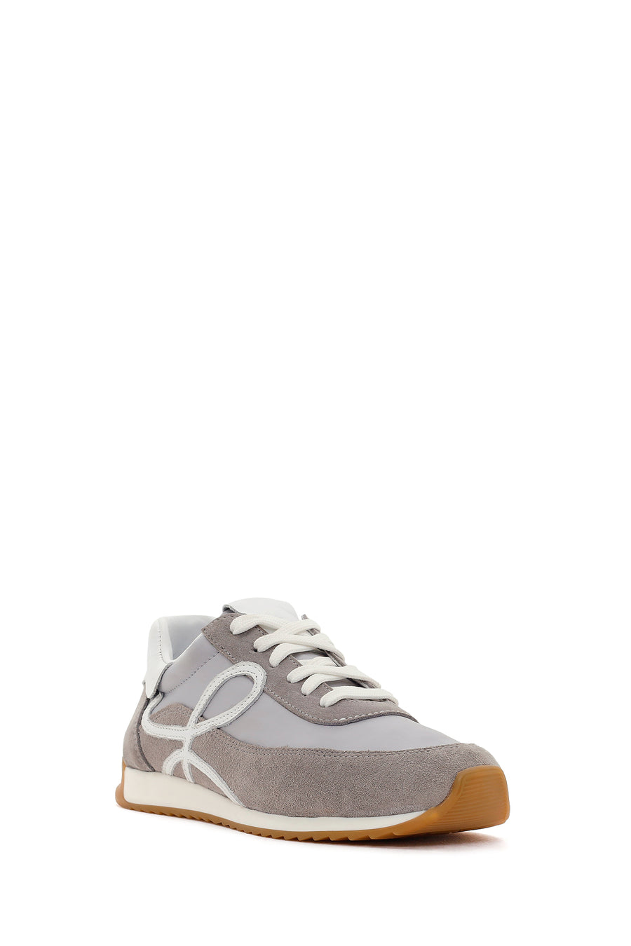 Women's Grey Lace-up Leather Sneaker