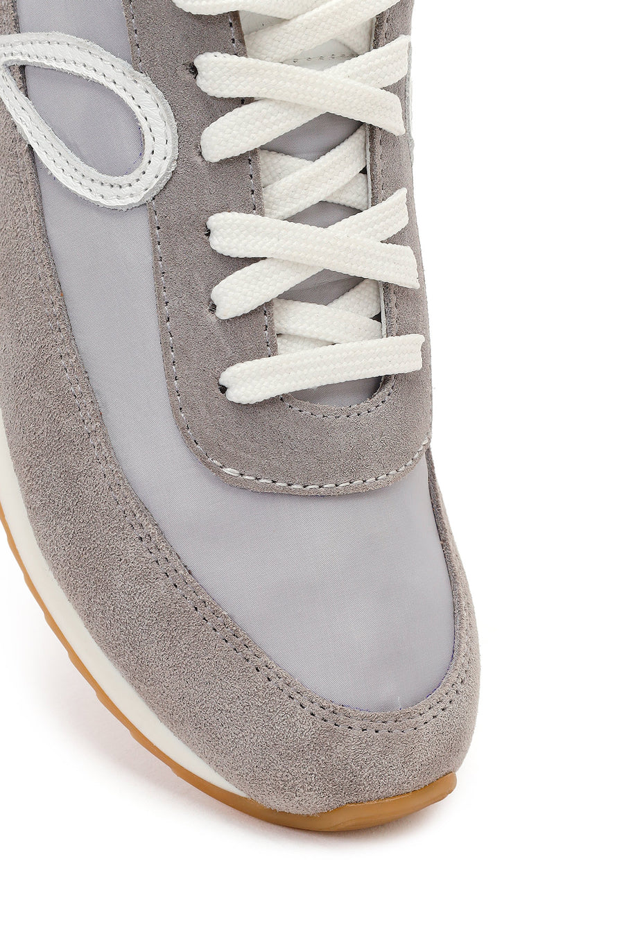Women's Grey Lace-up Leather Sneaker