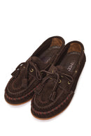 Kadın Kahverengi Püsküllü Süet Deri Loafer | Derimod