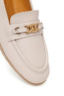 Kadın Krem Tokalı Maskülen Deri Loafer | Derimod