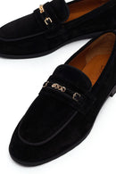Kadın Siyah Tokalı Süet Deri Maskülen Loafer | Derimod
