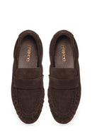 Kadın Kahverengi Süet Deri Maskülen Loafer | Derimod