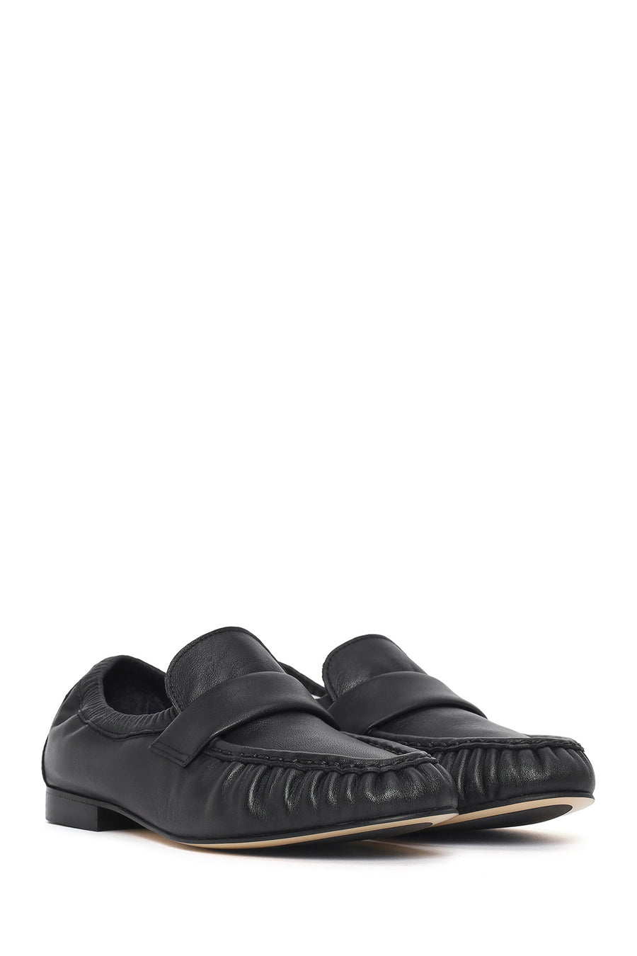 Women's Black Leather Masculine Loafer