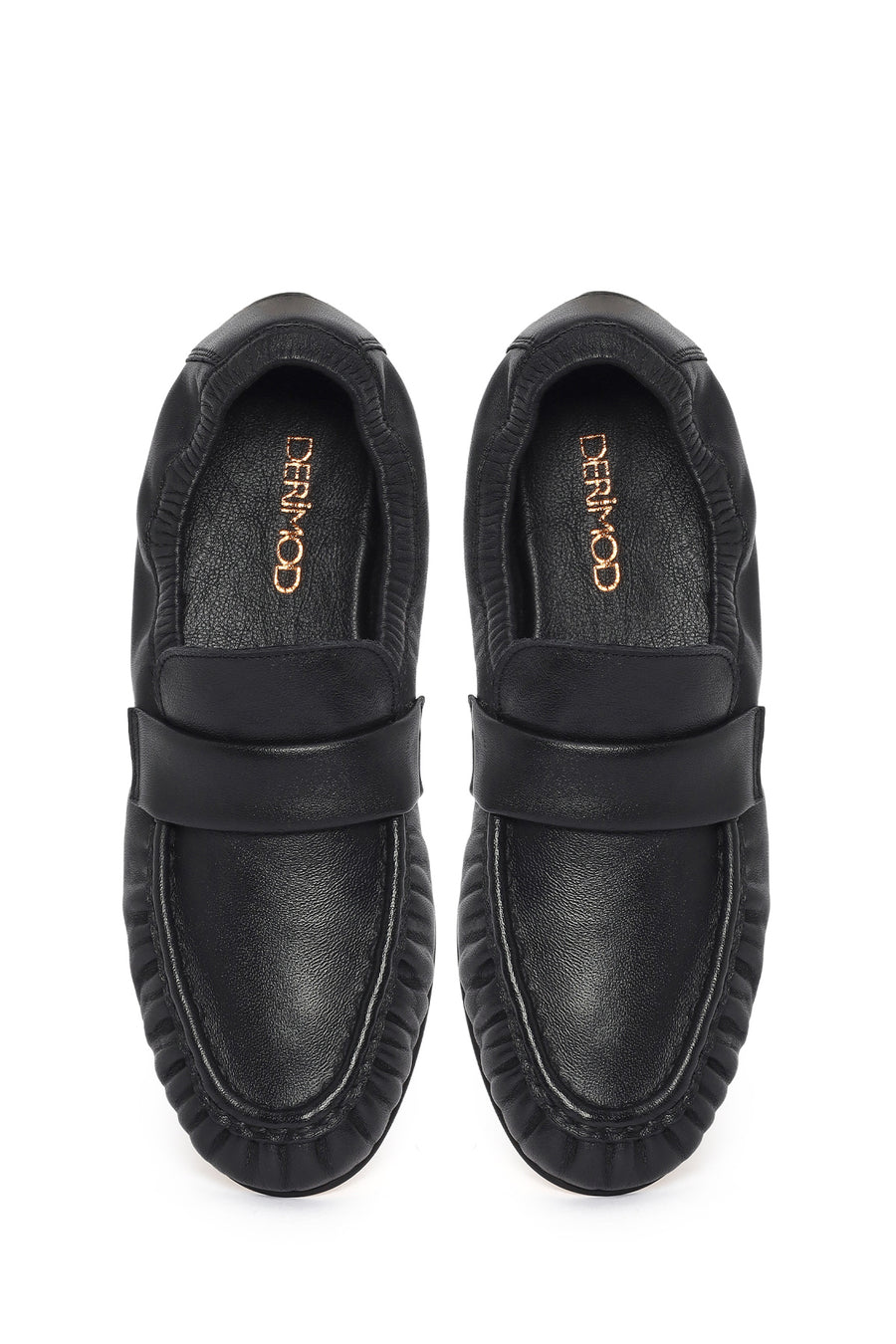 Women's Black Leather Masculine Loafer