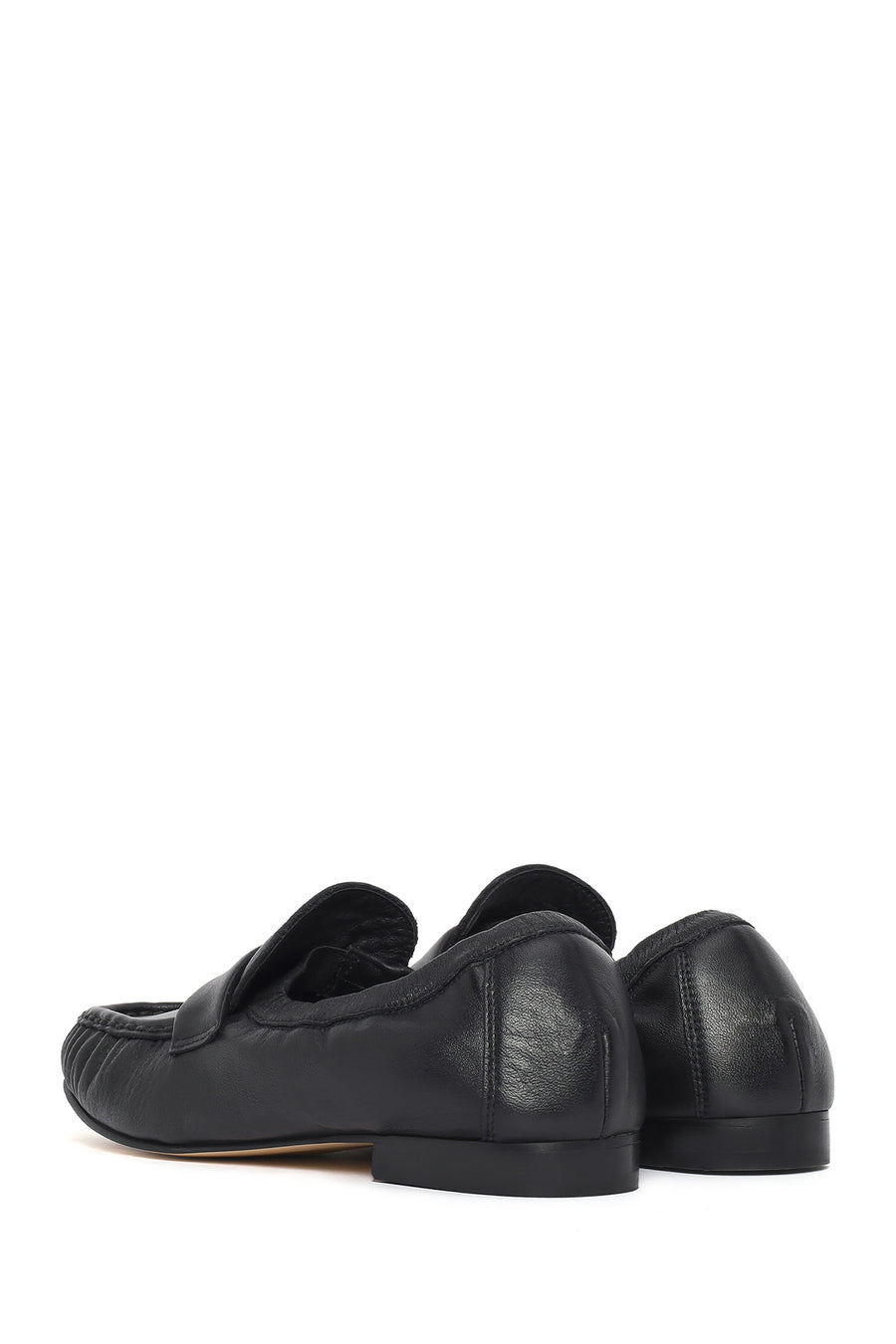 Women's Black Leather Masculine Loafer
