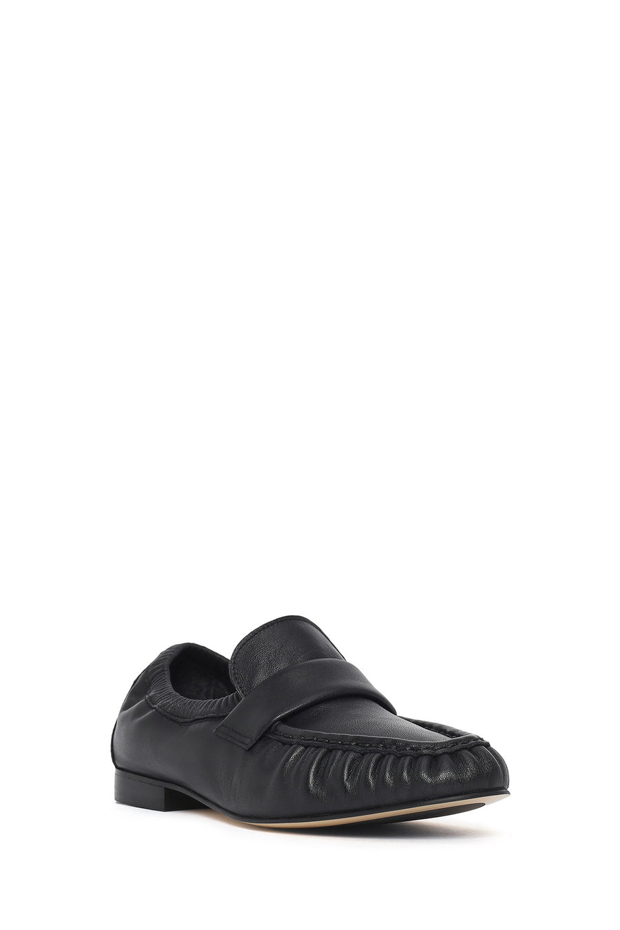 Women's Black Leather Masculine Loafer