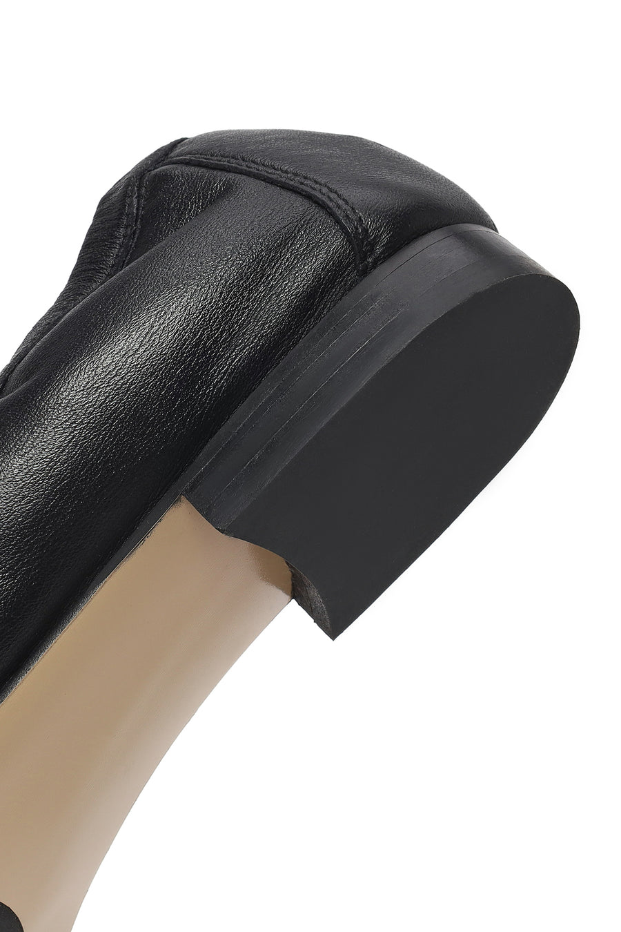 Women's Black Leather Masculine Loafer
