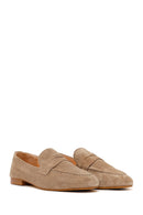 Women's Beige Suede Leather Masculine Loafer | Derimod