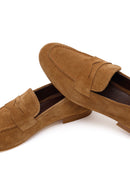 Women's Tan Suede Leather Masculine Loafer | Derimod