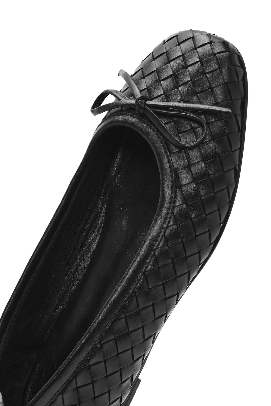 Women's Black Braided Leather Ballerinas