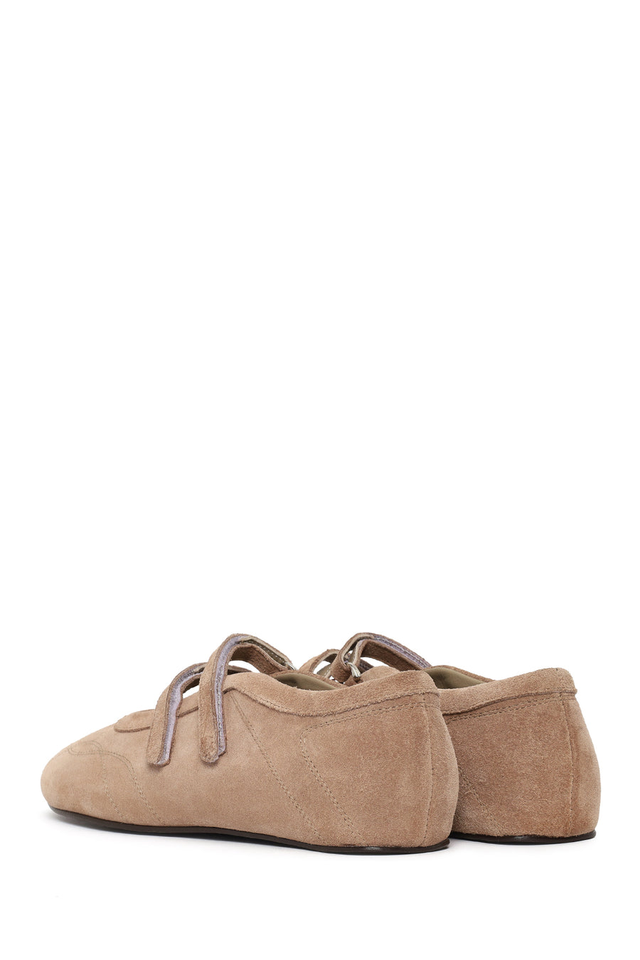 Woman Mink Double-Strap Suede Leather Ballerine Shoes
