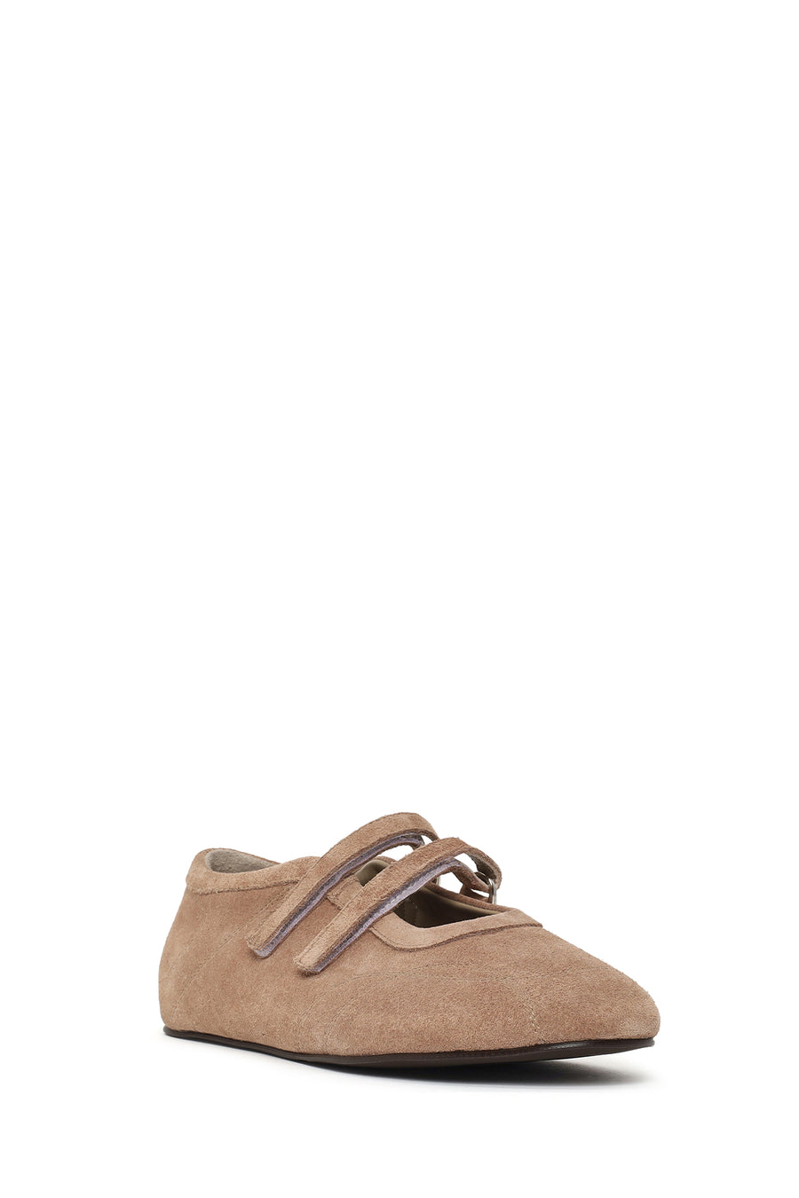 Woman Mink Double-Strap Suede Leather Ballerine Shoes