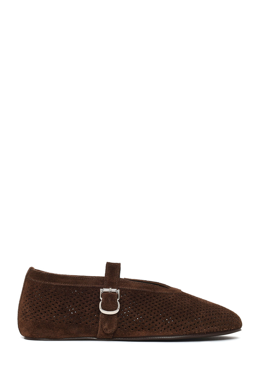 Woman Brown Mesh Suede Leather Ballerine Shoes 26PFD271310 | Derimod