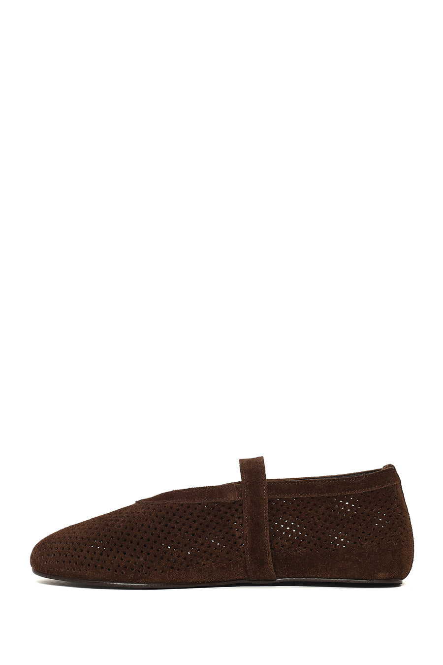 Woman Brown Mesh Suede Leather Ballerine Shoes