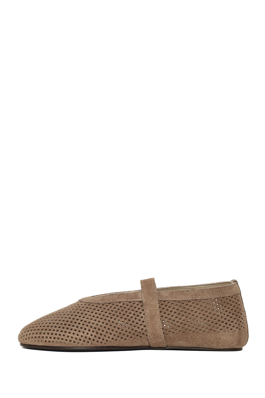 Woman Tan Mesh Suede Leather Ballerine Shoes