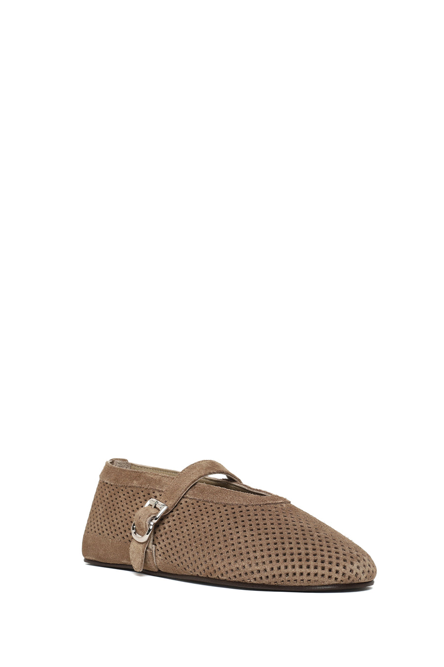 Woman Tan Mesh Suede Leather Ballerine Shoes