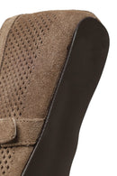 Woman Tan Mesh Suede Leather Ballerine Shoes | Derimod
