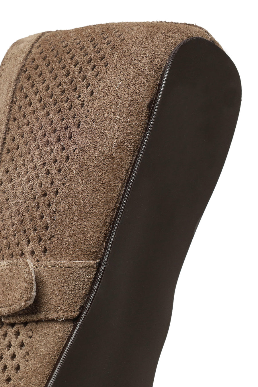 Woman Tan Mesh Suede Leather Ballerine Shoes