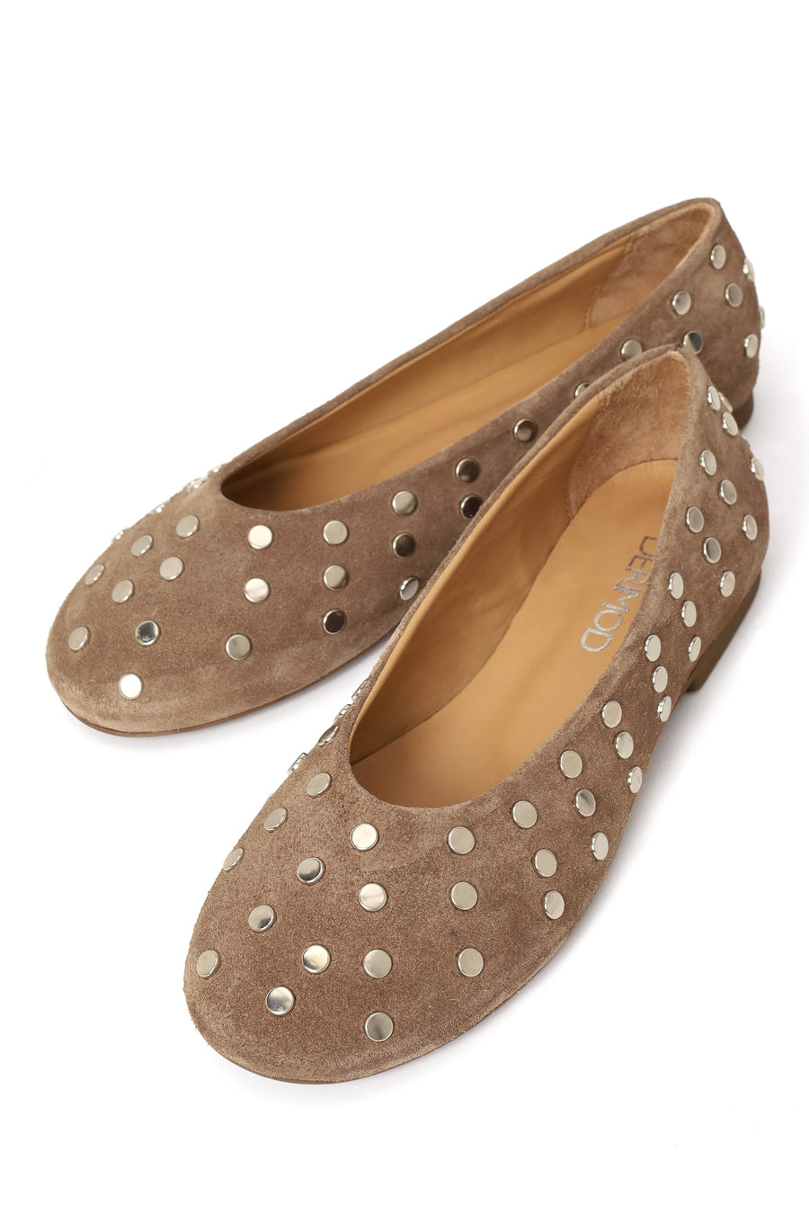 Woman Tan Suede Leather Ballerine Shoes