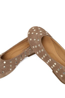 Woman Tan Suede Leather Ballerine Shoes | Derimod
