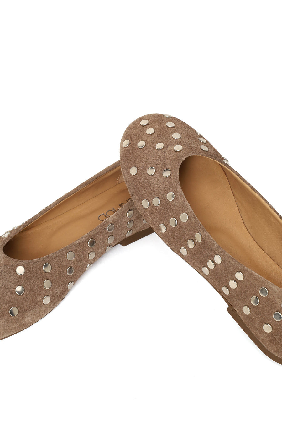 Woman Tan Suede Leather Ballerine Shoes