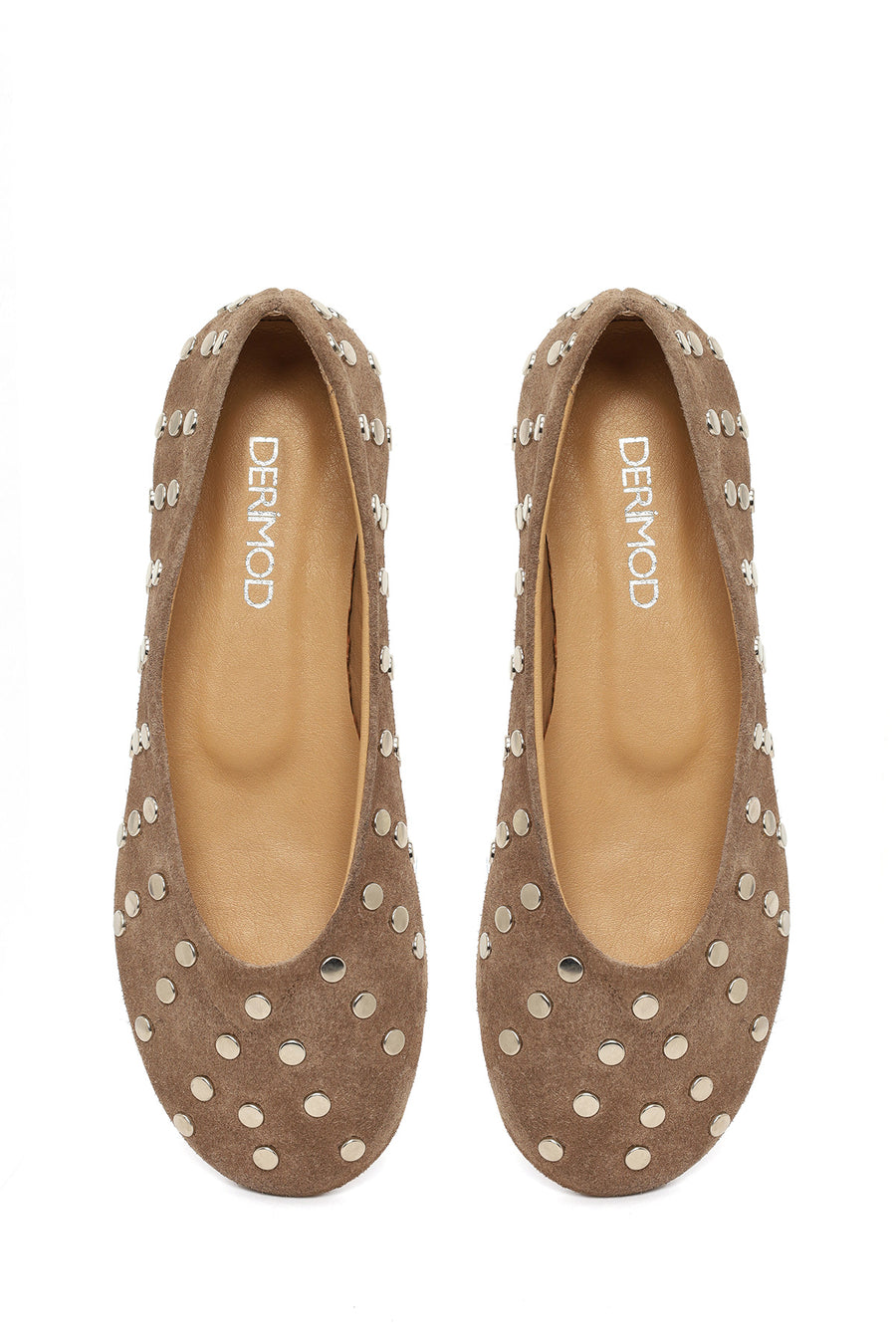 Woman Tan Suede Leather Ballerine Shoes