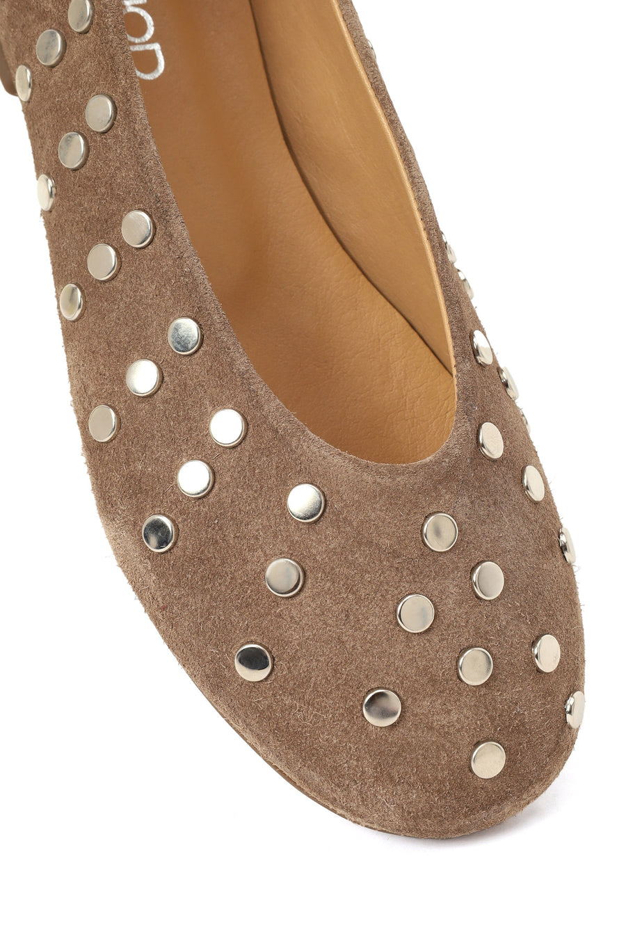 Woman Tan Suede Leather Ballerine Shoes