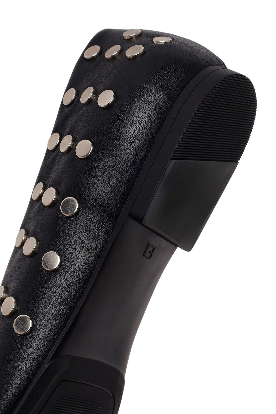 Woman Black Studded Leather Ballet Flat