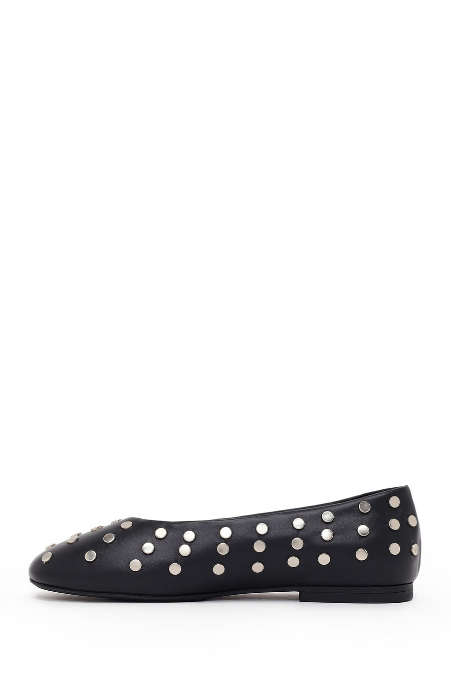 Woman Black Studded Leather Ballet Flat