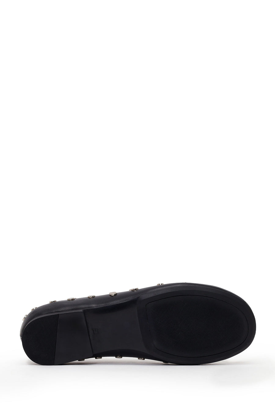 Woman Black Studded Leather Ballet Flat