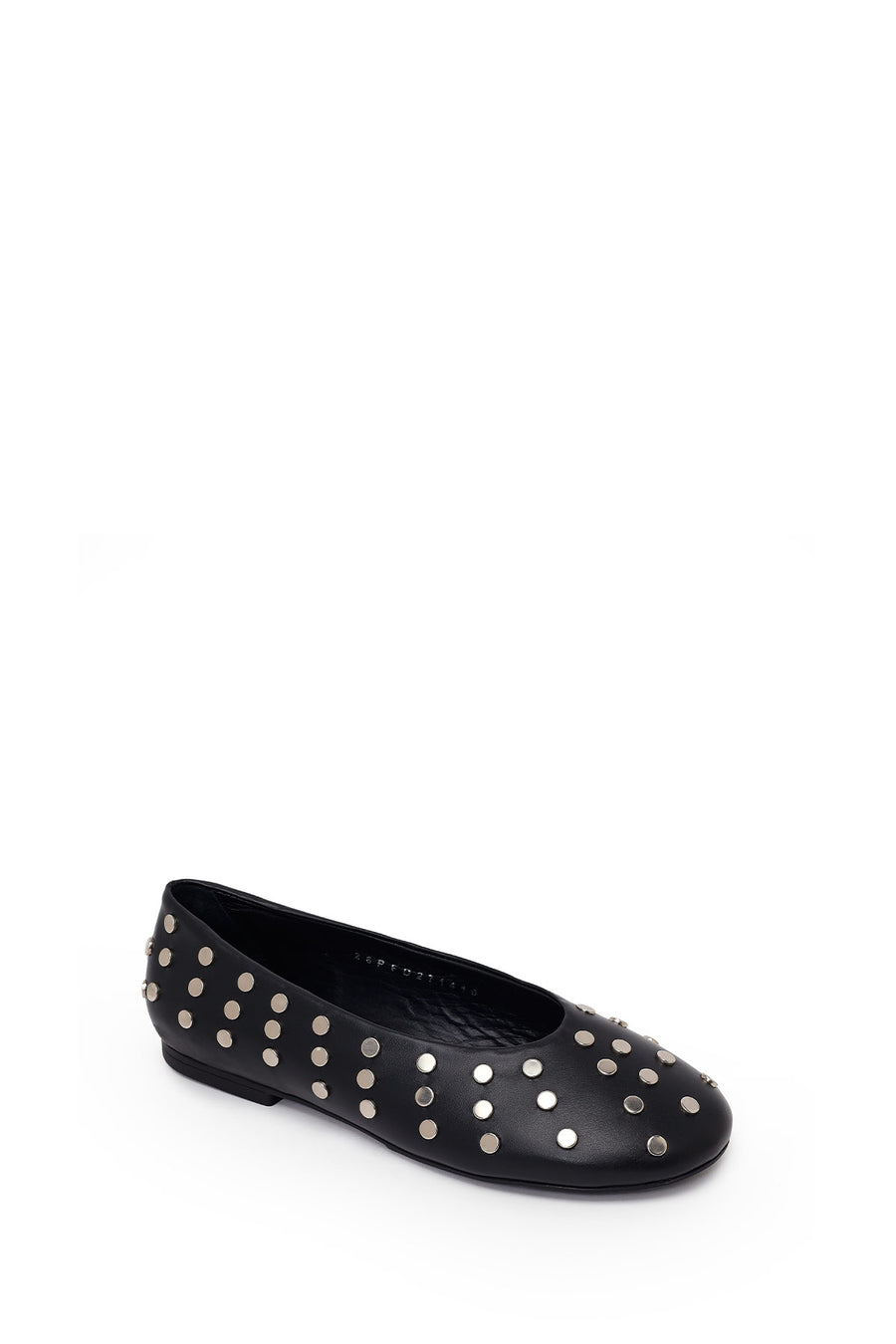 Woman Black Studded Leather Ballet Flat
