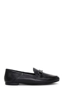 Women's Black Buckled Leather Masculine Loafer | Derimod