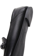 Women's Black Buckled Leather Masculine Loafer | Derimod
